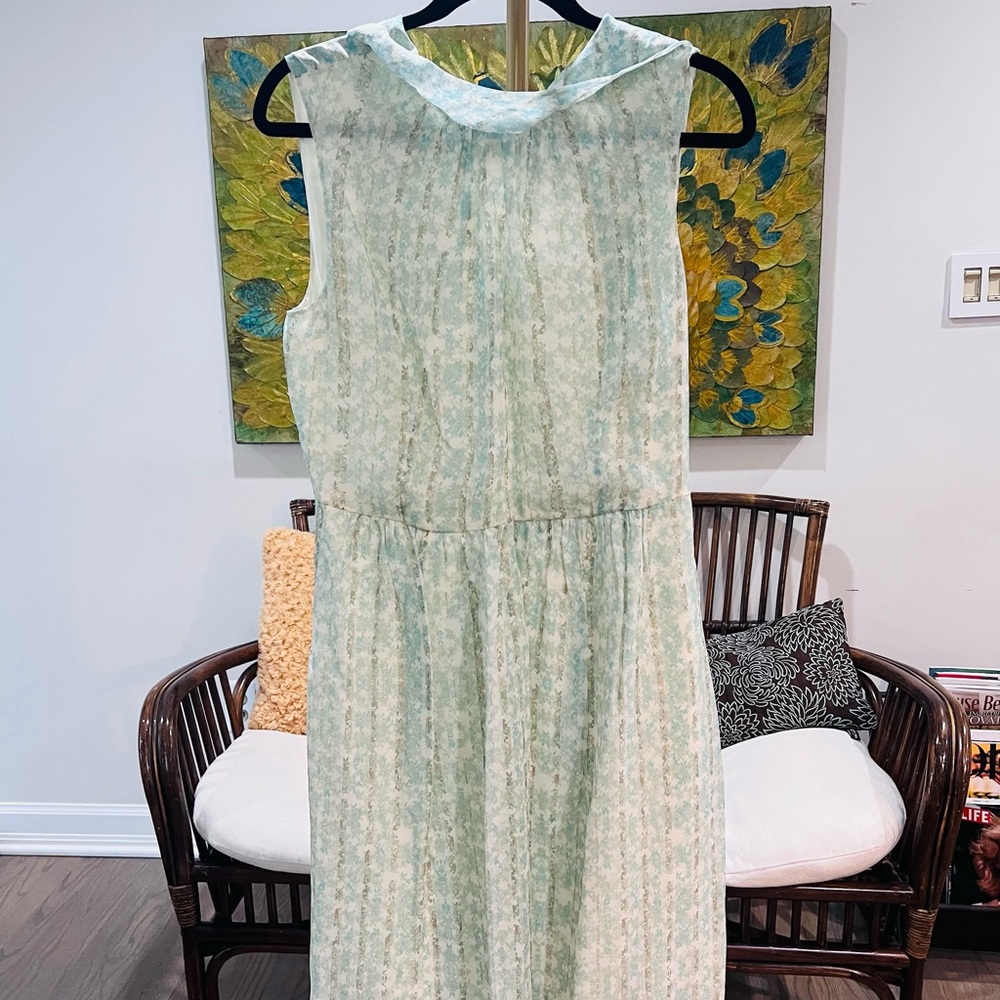 Brooks Brothers Mint-Print Sleeveless Midi Dress